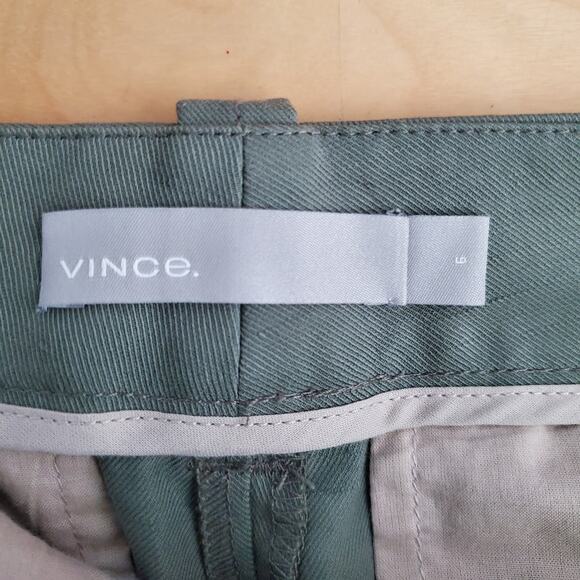 Vince Coin Pocket Cropped Straight Leg Trousers Sage Green Linen Blend Size 6 - Picture 7 of 9